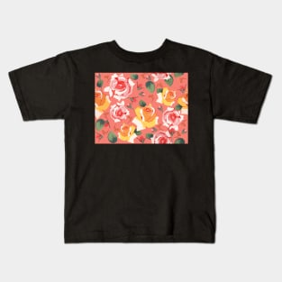 Roses on Coral Kids T-Shirt